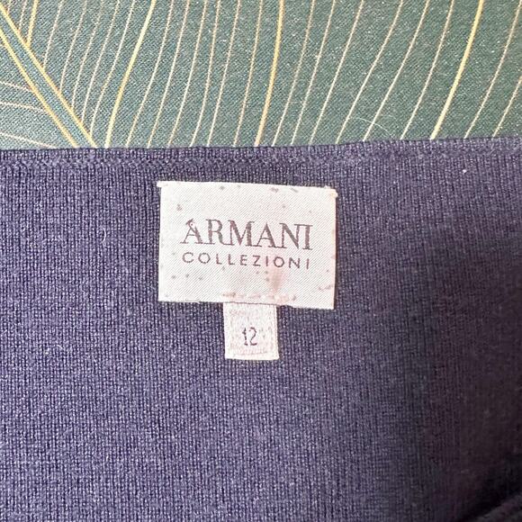 Armani Collezioni Women Silk Blend Long Sleeves Basic Cardigan Top Navy Blue 12 - Picture 5 of 16